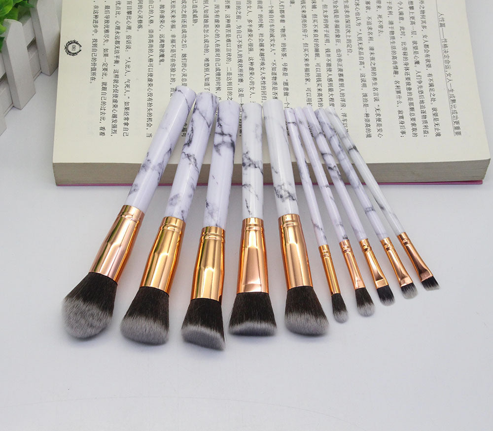15-Piece Marble Makeup Brush Set with Travel Case