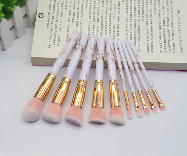 15-Piece Marble Makeup Brush Set with Travel Case
