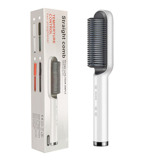 2-in-1 Hair Straightener & Curler Hot Comb Brush