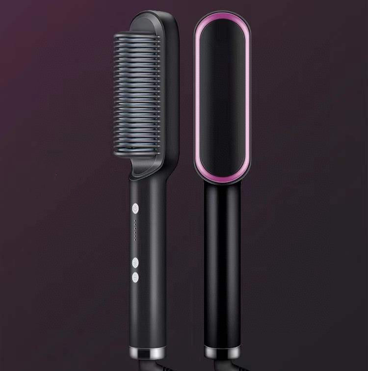 2-in-1 Hair Straightener & Curler Hot Comb Brush