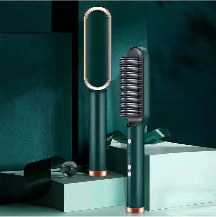 2-in-1 Hair Straightener & Curler Hot Comb Brush
