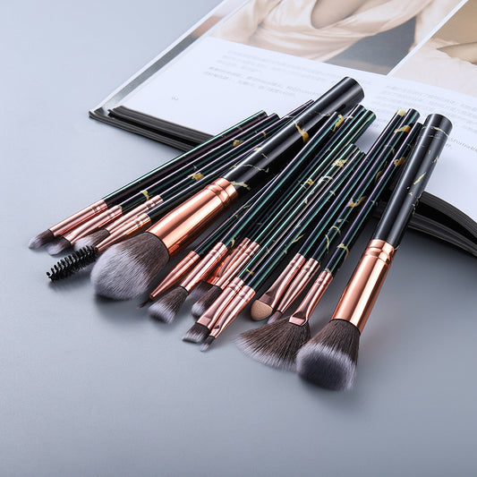 15-Piece Marble Makeup Brush Set with Travel Case