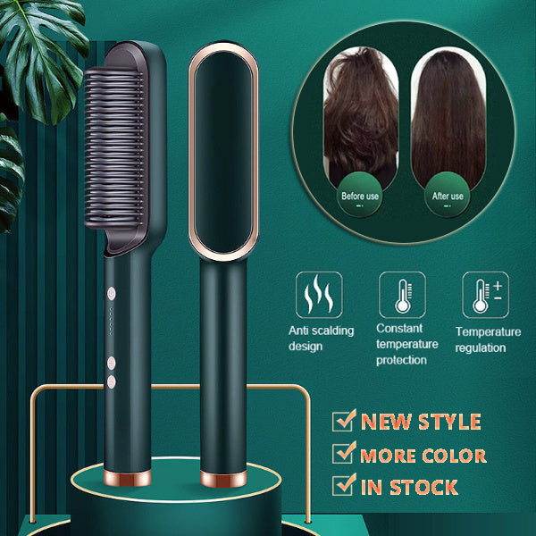 2-in-1 Hair Straightener & Curler Hot Comb Brush